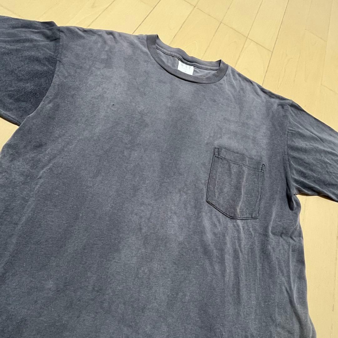 90s GAP ポケット Tシャツ ブラック フェード USA製 OLD ポケT