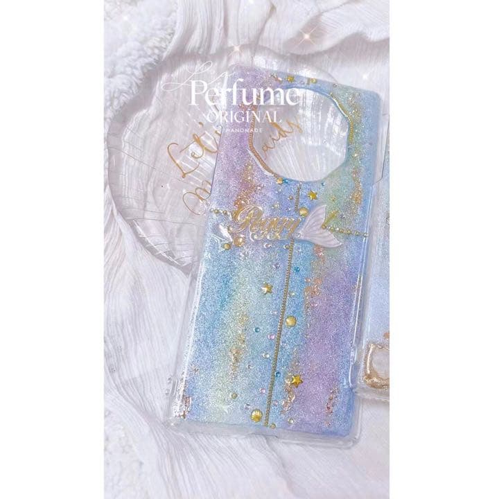 イニシャル♡マーメイド✨キラキラ カラフル 人魚 名入れ iPhoneケース