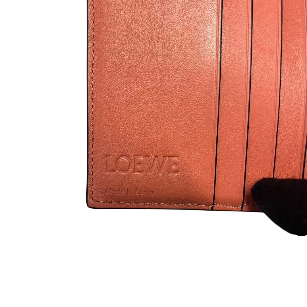 希少✨ロエベ バーティカルウォレット ２つ折り財布 ロゴ 型押し バイカラー