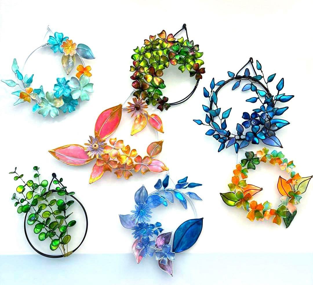 happy flower本気のミニリースセット　ディップアート　ワイヤークラフト