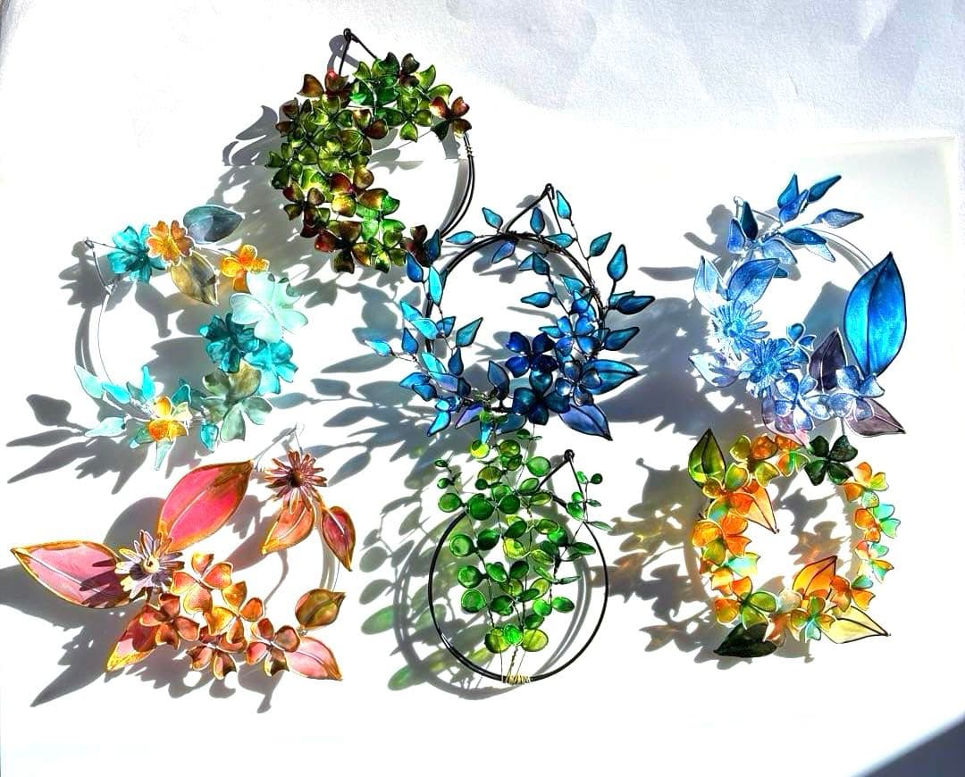 happy flower本気のミニリースセット　ディップアート　ワイヤークラフト