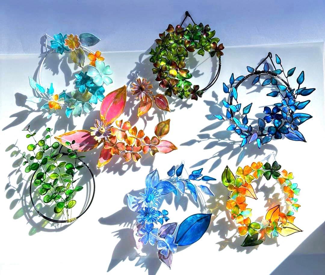 happy flower本気のミニリースセット　ディップアート　ワイヤークラフト