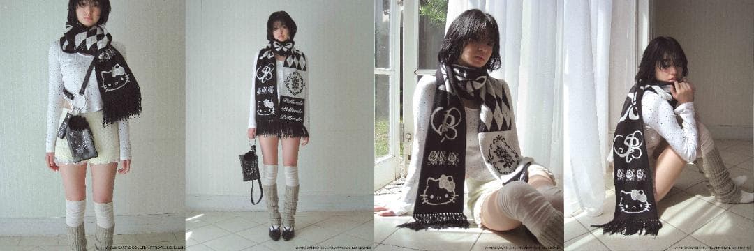PELLICULE HELLOKITTY hug knit muffler 黒