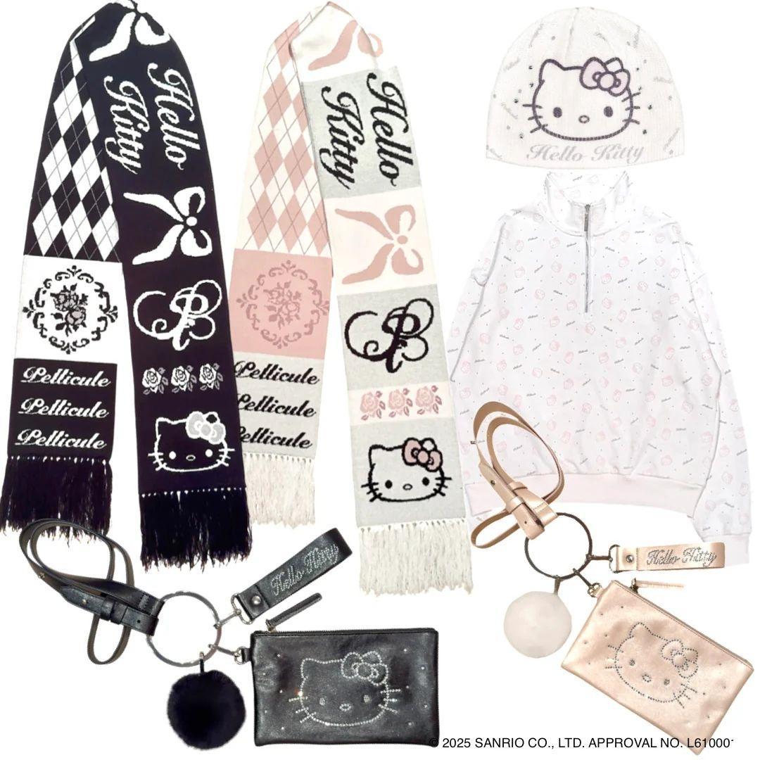 PELLICULE HELLOKITTY hug knit muffler 黒