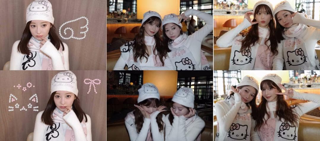 PELLICULE HELLOKITTY hug knit muffler 黒