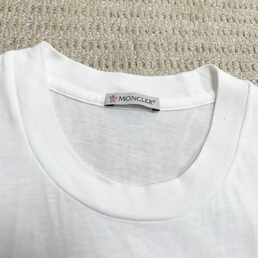 モンクレール 半袖 Tシャツ ラインストーン ロゴ 白