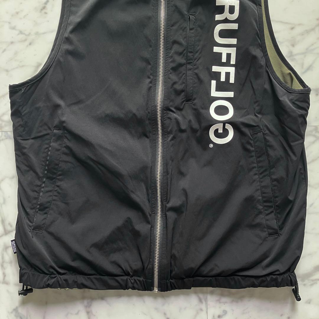 【美品】RUFFLOG リバーシブル ナイロンベスト ブラック×カーキ Ｓサイズ
