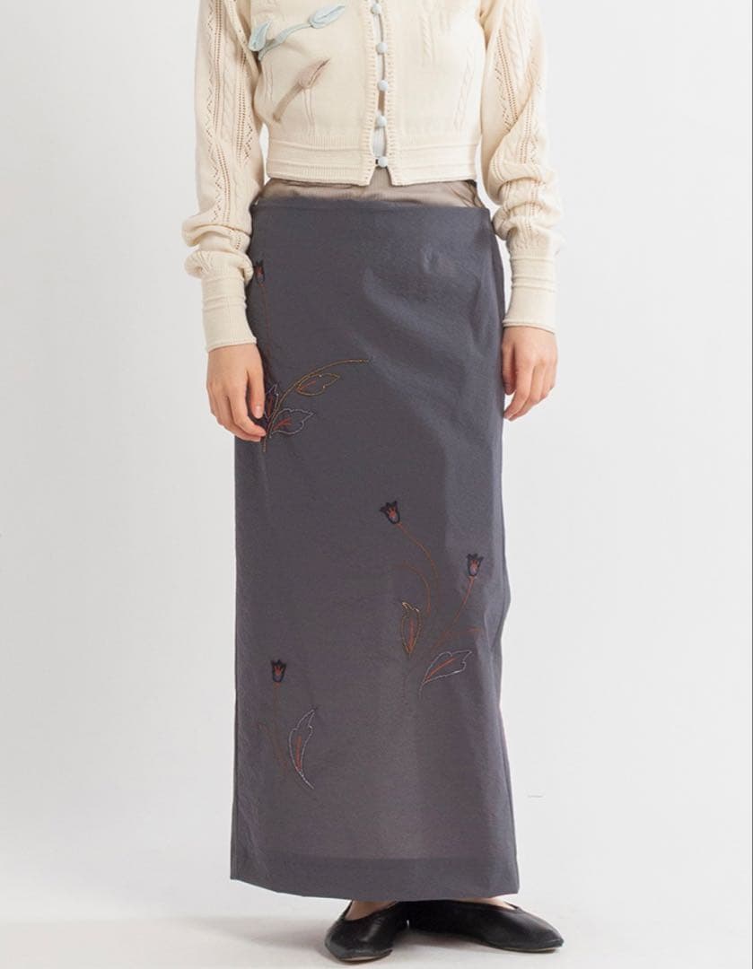 Mame Stretch Beaded Detail Skirt マメクロゴウチ