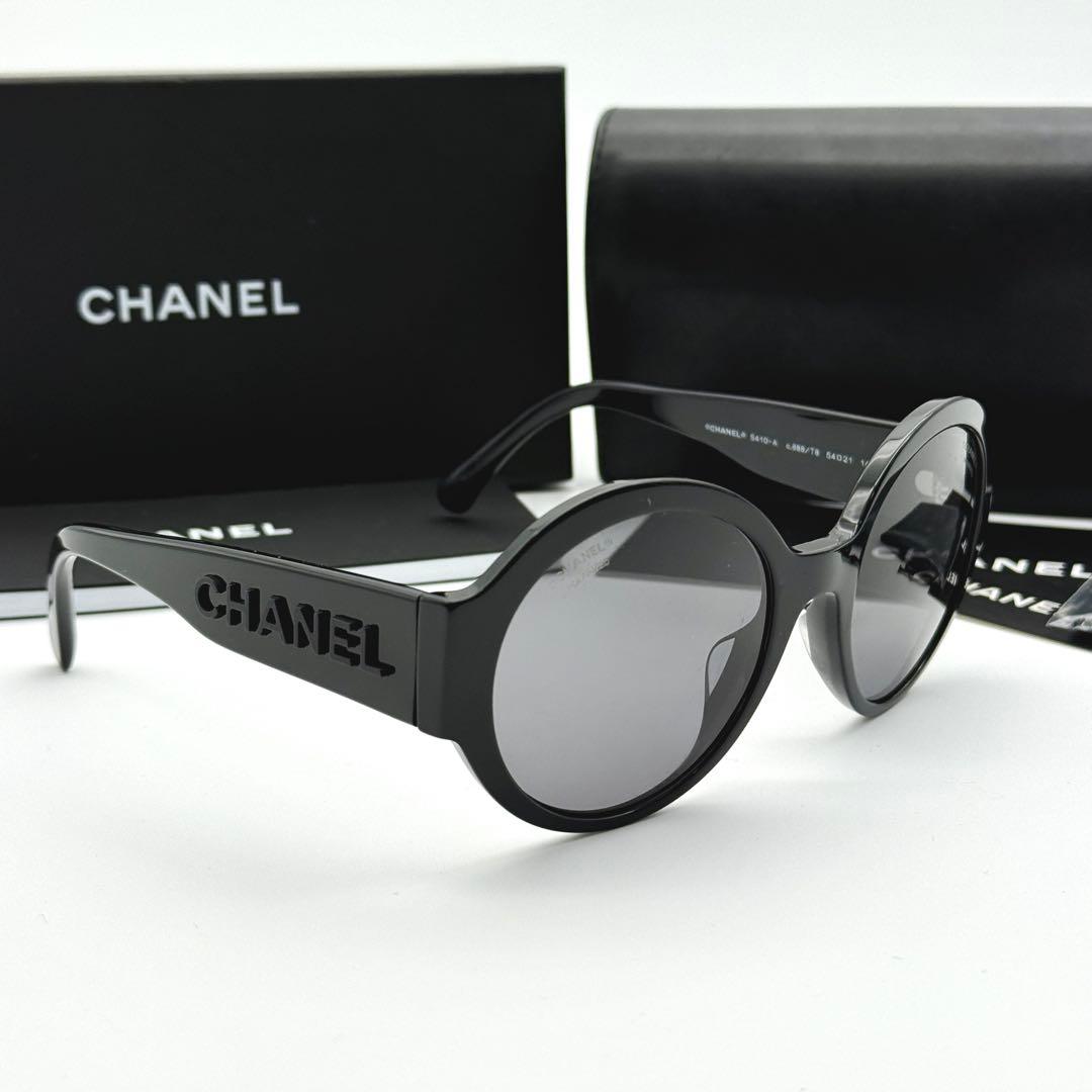 CHANEL サングラス 5410-A サイド ロゴ ブラック ラウンド 黒