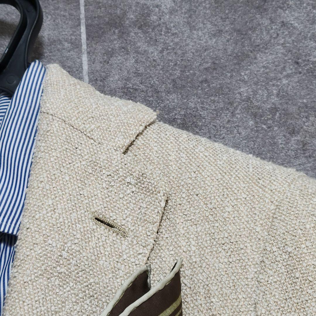 ★美品 LARDINI 春夏 リネン 麻 三者混 テーラードジャケット