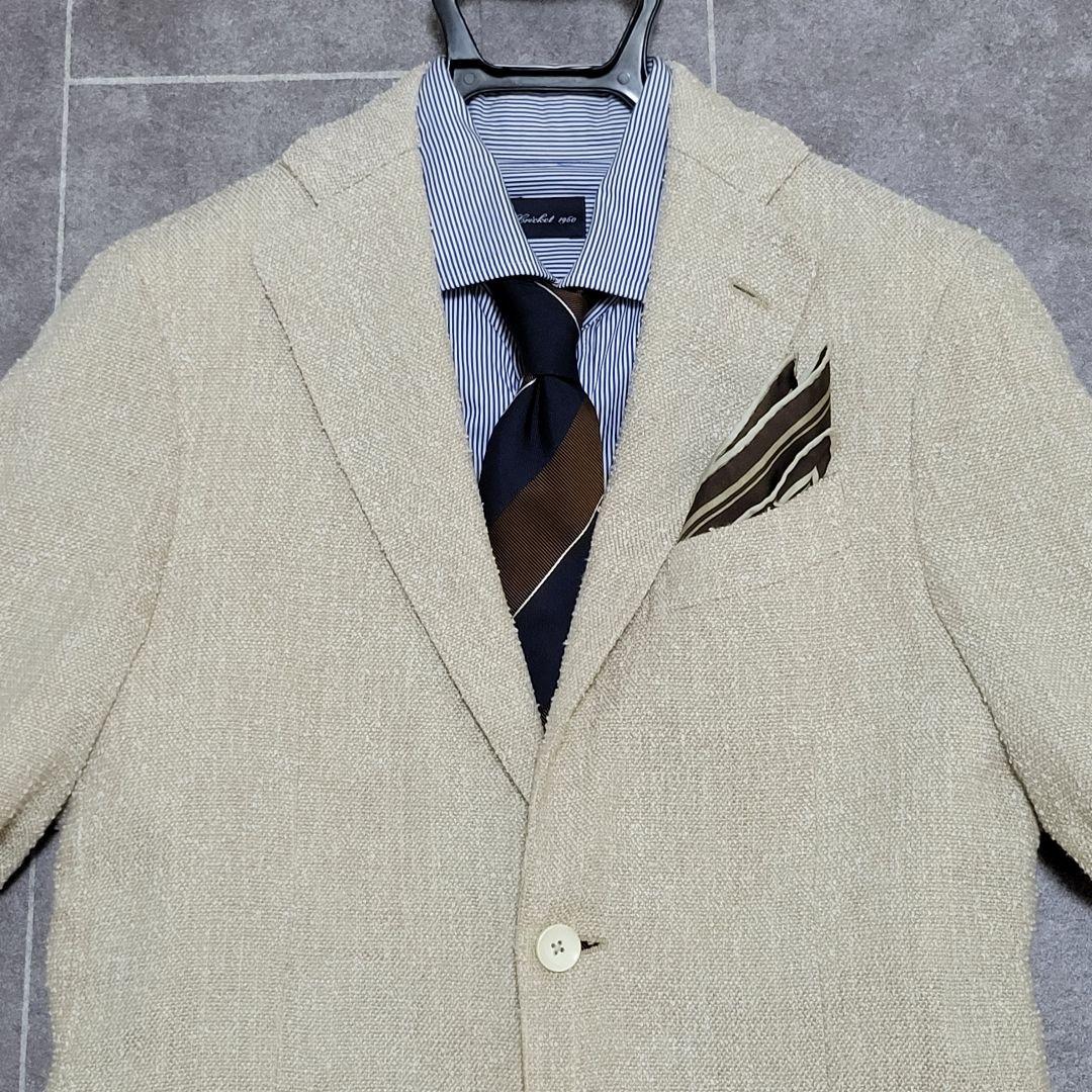 ★美品 LARDINI 春夏 リネン 麻 三者混 テーラードジャケット