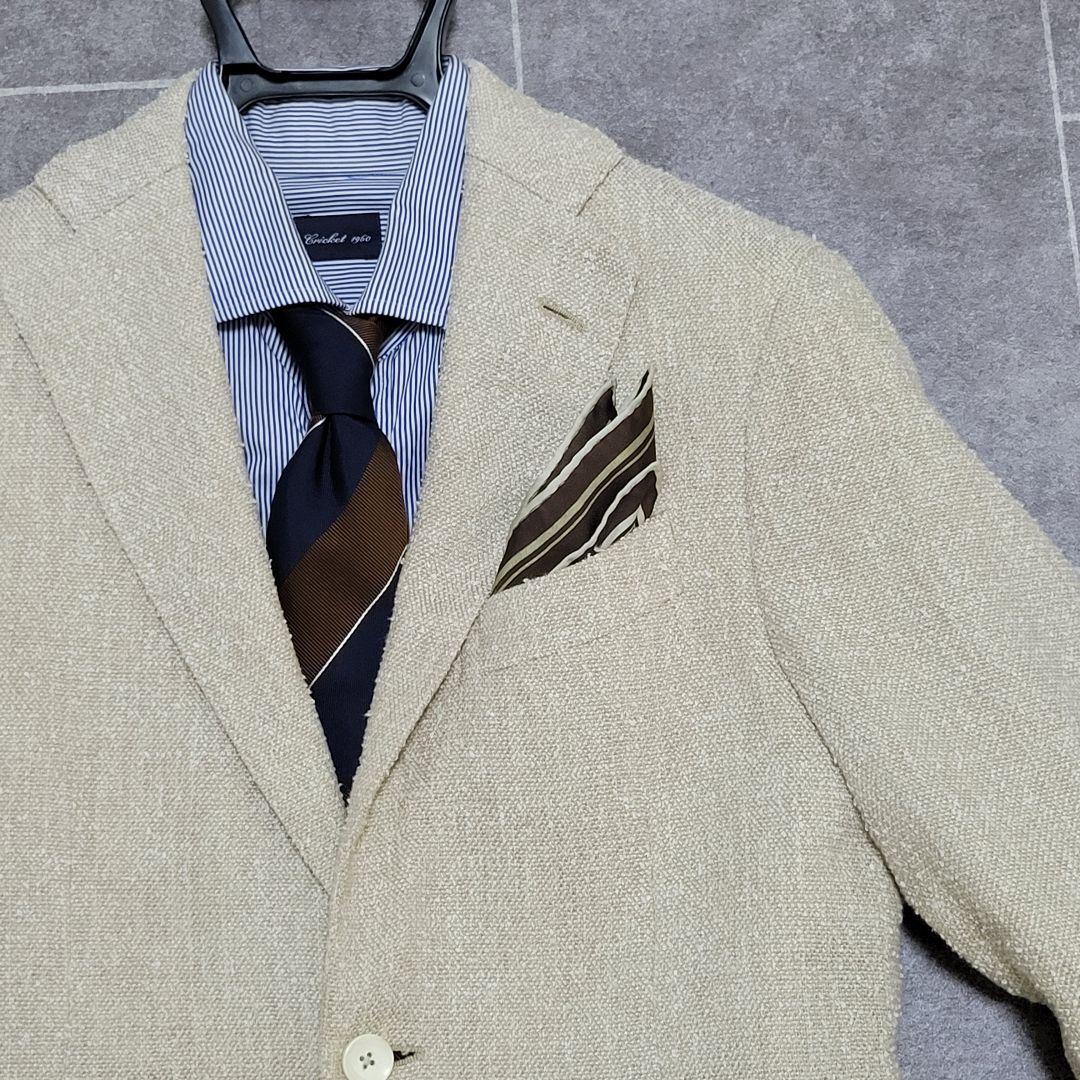 ★美品 LARDINI 春夏 リネン 麻 三者混 テーラードジャケット
