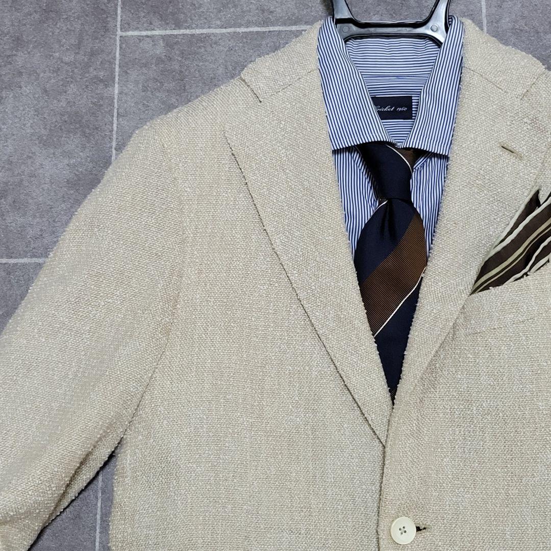 ★美品 LARDINI 春夏 リネン 麻 三者混 テーラードジャケット