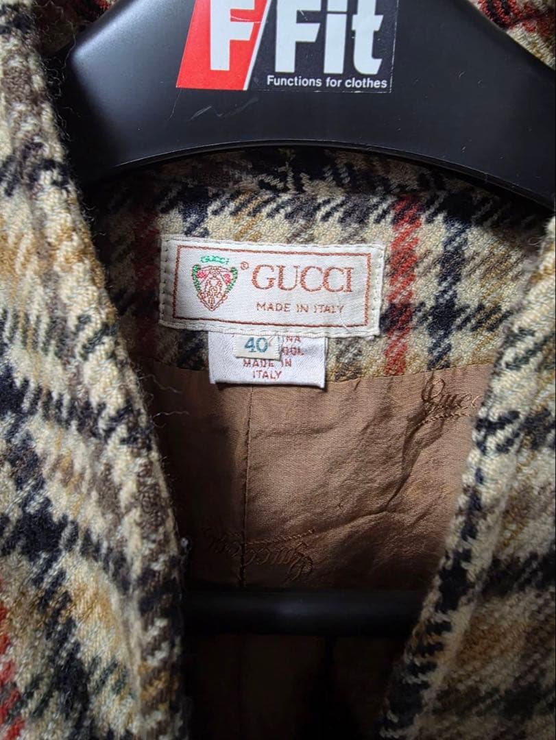 【良品】70s GUCCI ホースビットGGボタンウール100%イタリア製 40