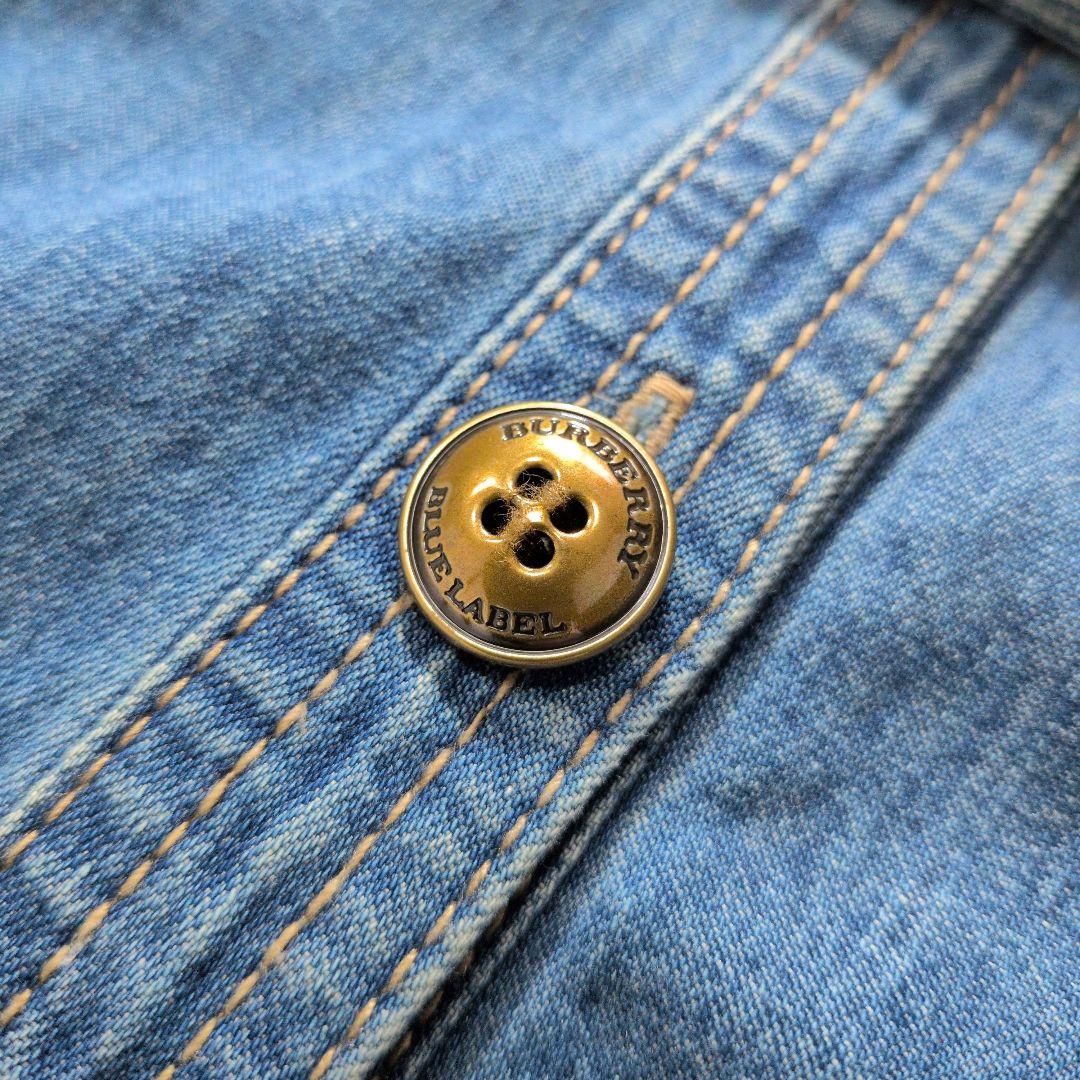 【美品】バーバリーブルーレーベル デニム シャツワンピース 36 ノバチェック