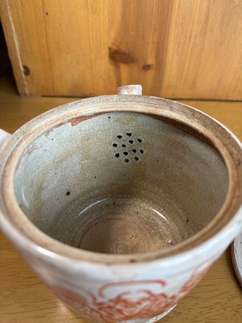 値引き8000円→古犬山焼？希少　骨董　赤絵の急須