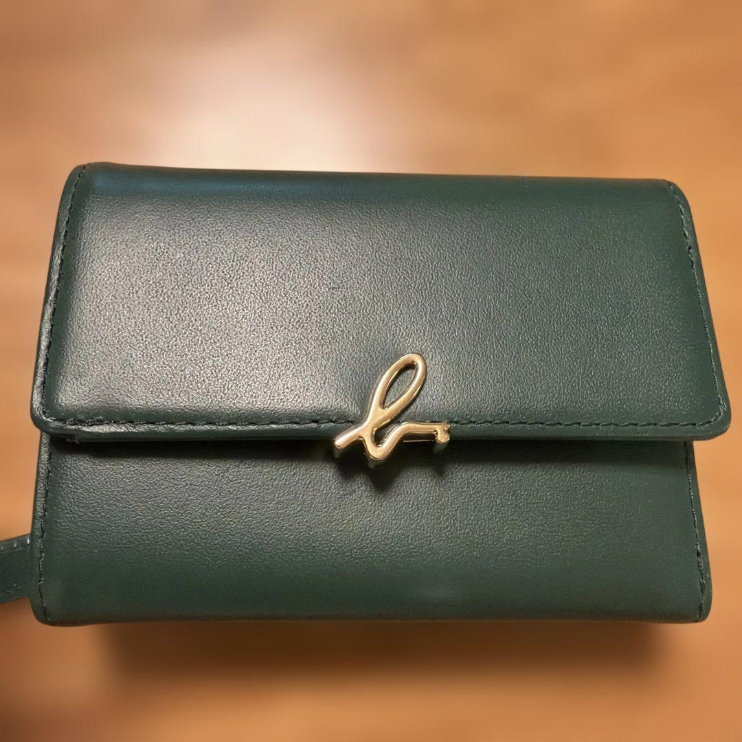 アニエスb.グリーン 三つ折り財布 美品