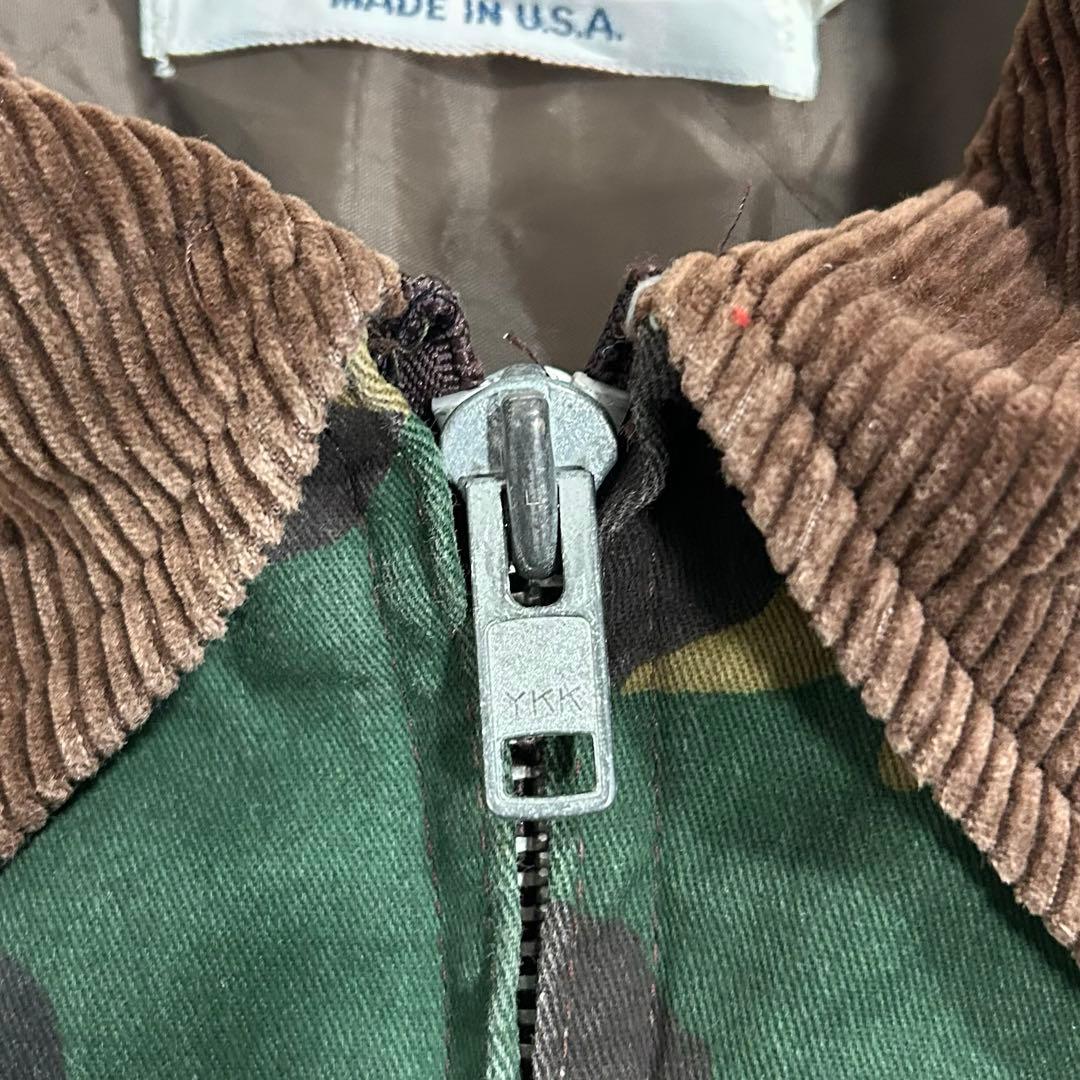 80s USA製 dickies ワークジャケット 襟コーデュロイ カモフラ L