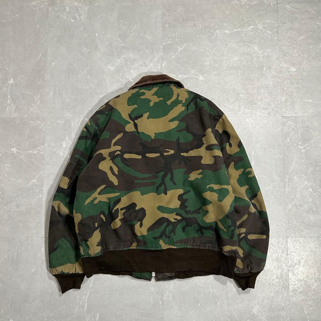 80s USA製 dickies ワークジャケット 襟コーデュロイ カモフラ L