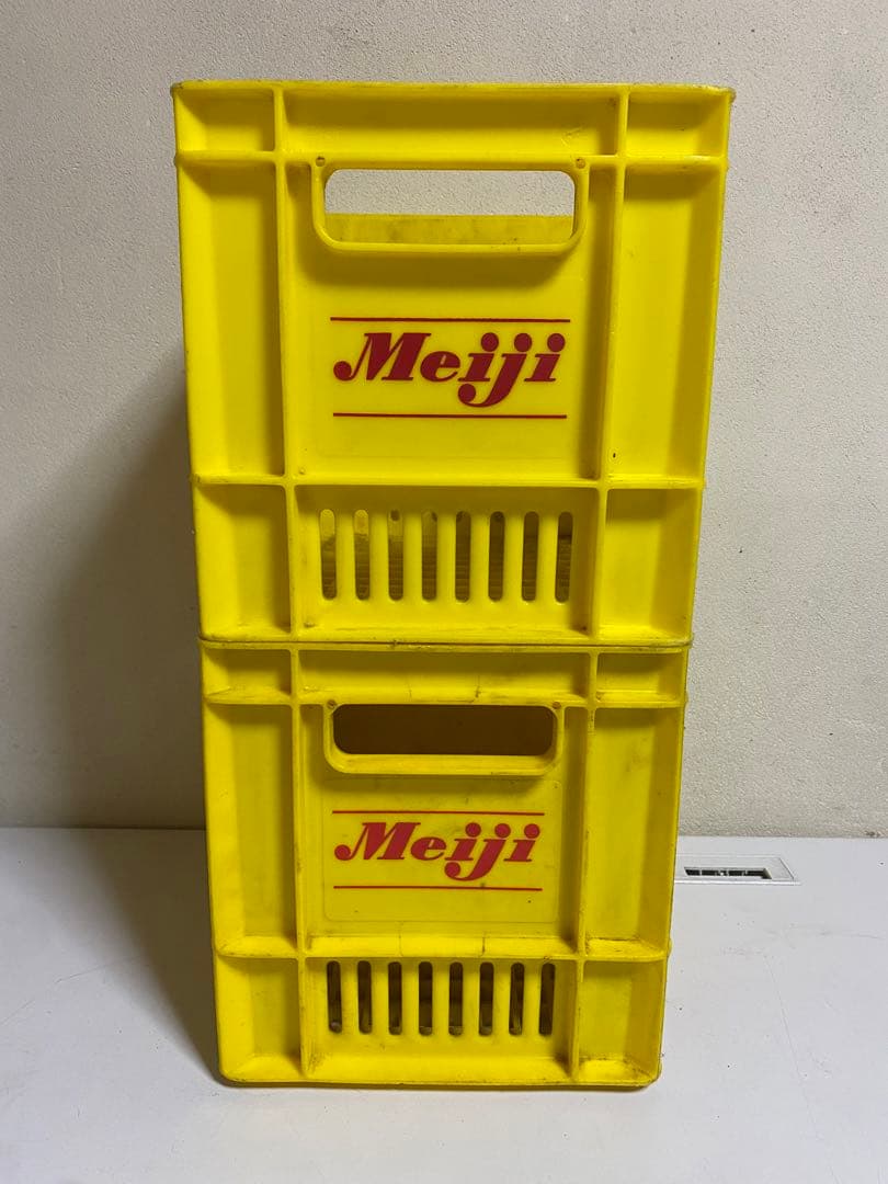 長期保管品 Meiji / 明治 プラスチックケース 踏み台 プラ箱 昭和レトロ