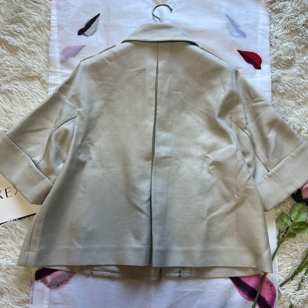 【良品】FOXEY NEW YORK ショート丈トレンチコート 38 ベージュ