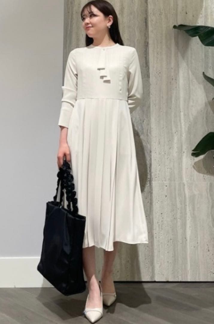 24SS セルフォード　ボウタイプリーツワンピース　セレモニー　フォーマル
