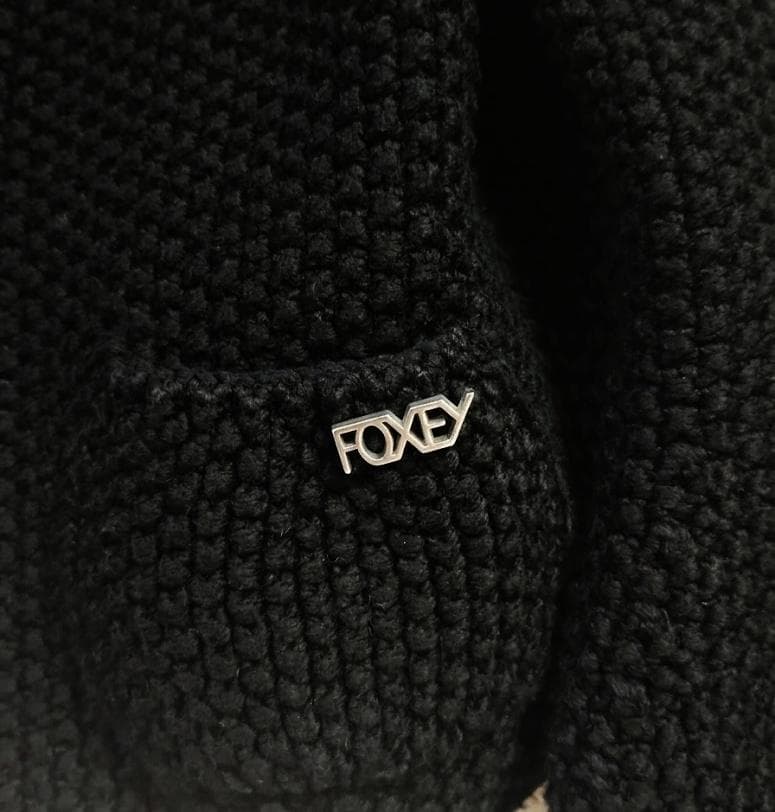 極美品 FOXEYフォクシーニューヨーク ぽわん袖カーディガン 黒40