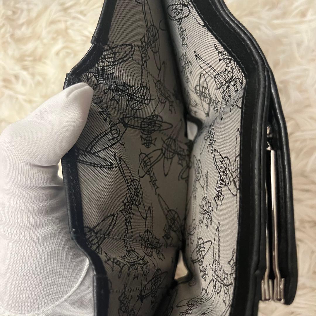 美品✨Vivienne Westwood 三つ折り財布 がま口 ブルーオーブ 黒