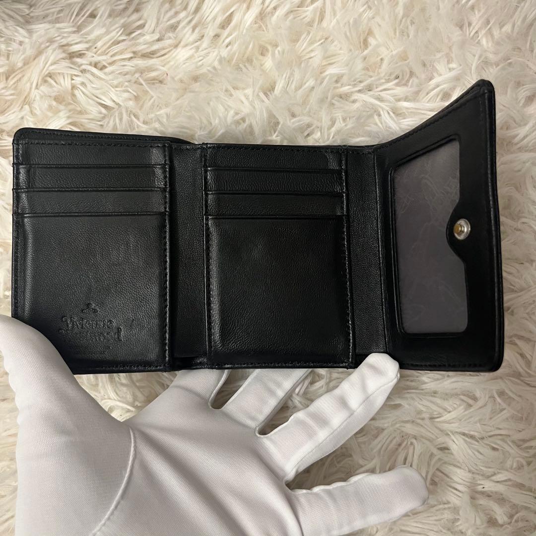 美品✨Vivienne Westwood 三つ折り財布 がま口 ブルーオーブ 黒