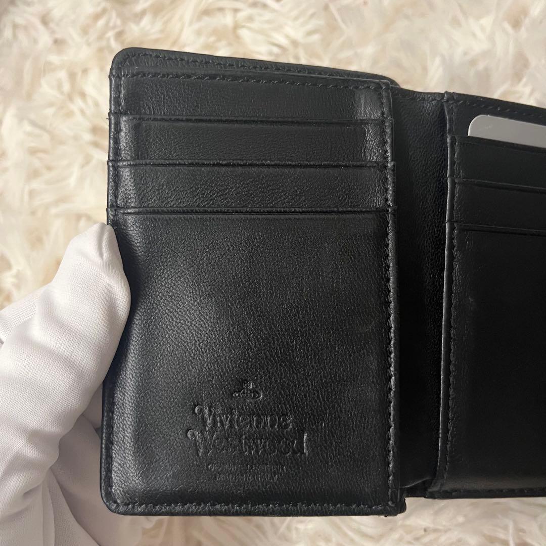 美品✨Vivienne Westwood 三つ折り財布 がま口 ブルーオーブ 黒
