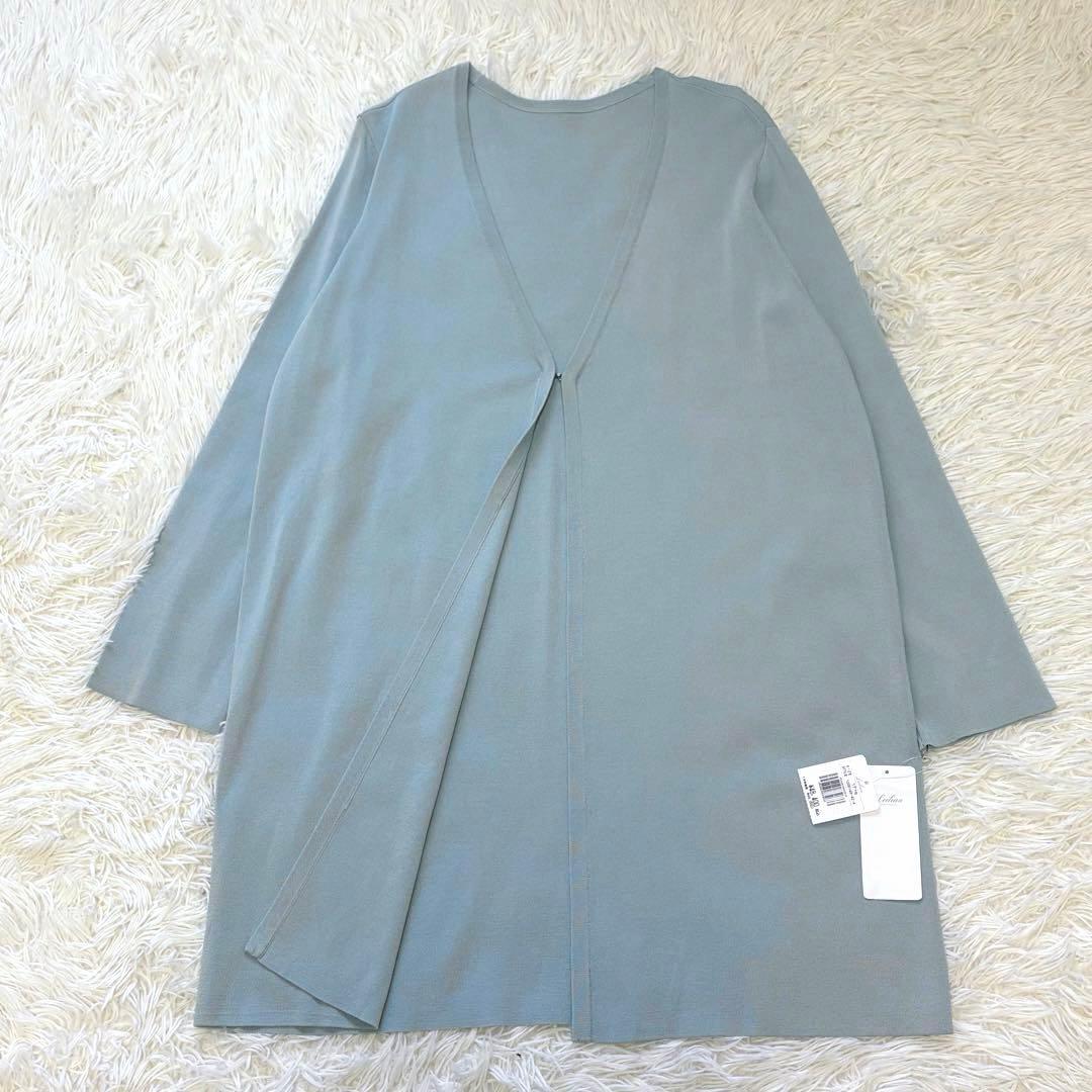 新品　レリアン サイズ17+ ロング　カーディガン　春色　水色
