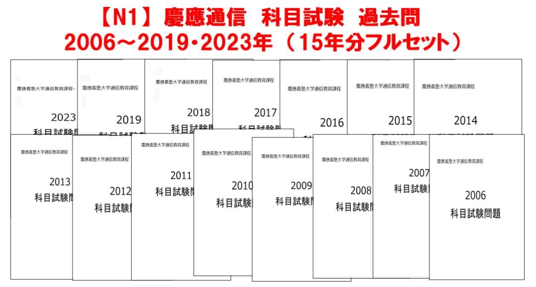 【N1】慶應通信　科目試験　過去問　2006~2019・2023年（フルセット）