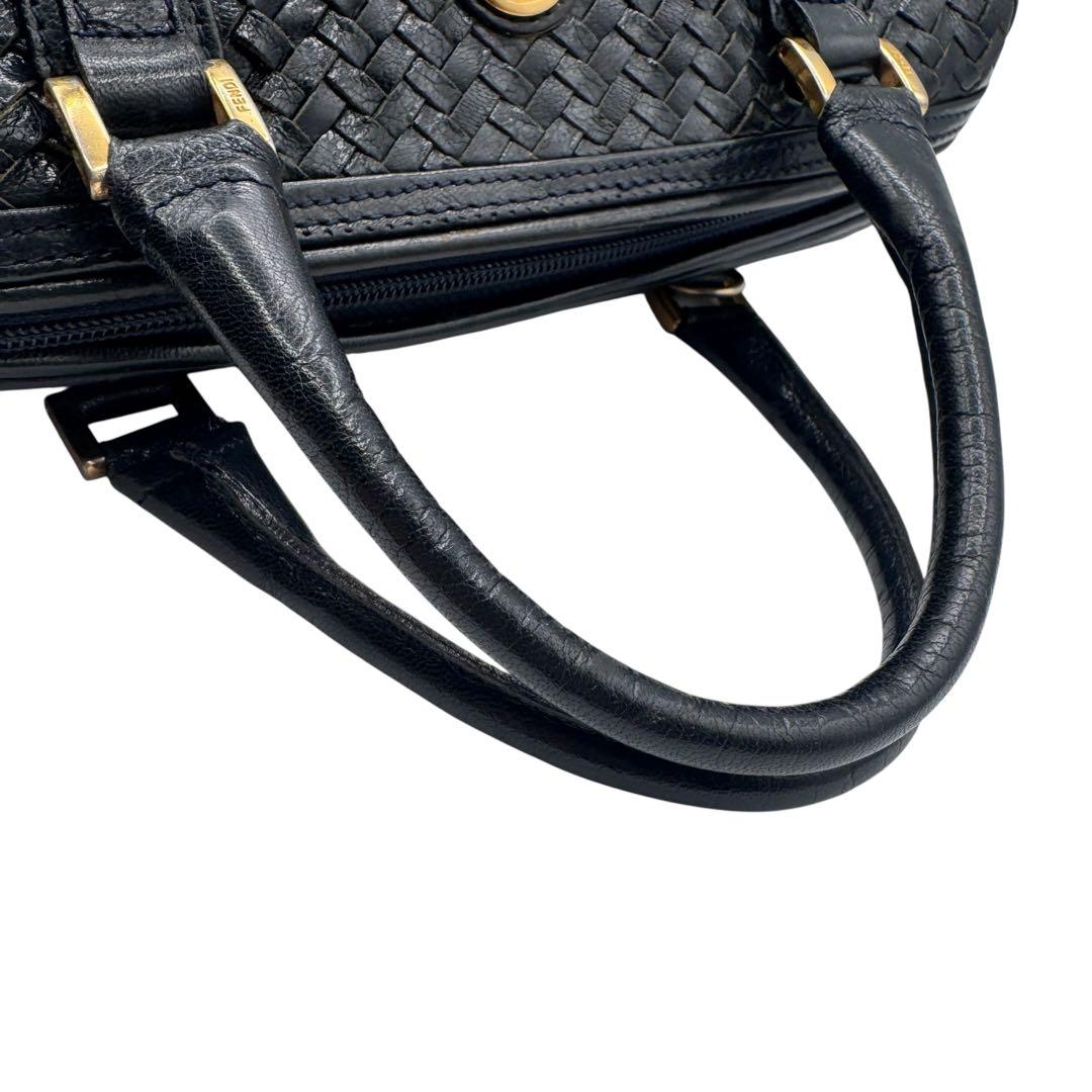 VINTAGE FENDI S.A.S期 ミニボストンレザー イントレ 黒