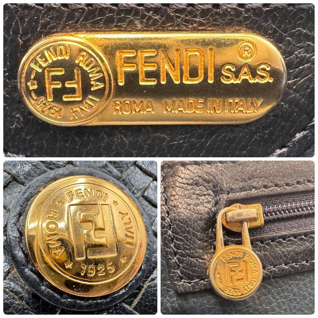 VINTAGE FENDI S.A.S期 ミニボストンレザー イントレ 黒