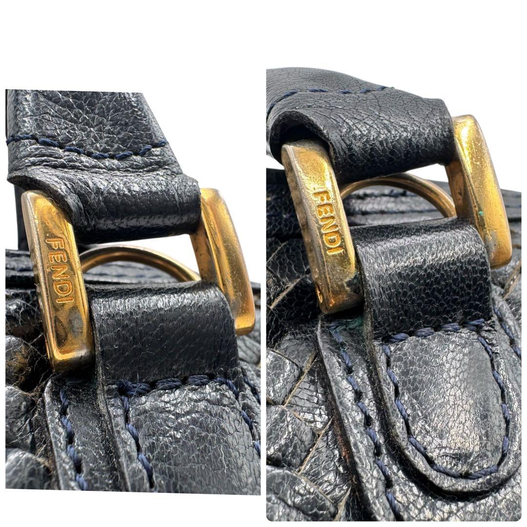 VINTAGE FENDI S.A.S期 ミニボストンレザー イントレ 黒