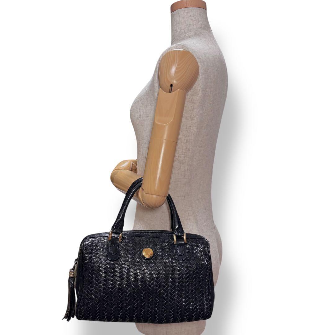 VINTAGE FENDI S.A.S期 ミニボストンレザー イントレ 黒