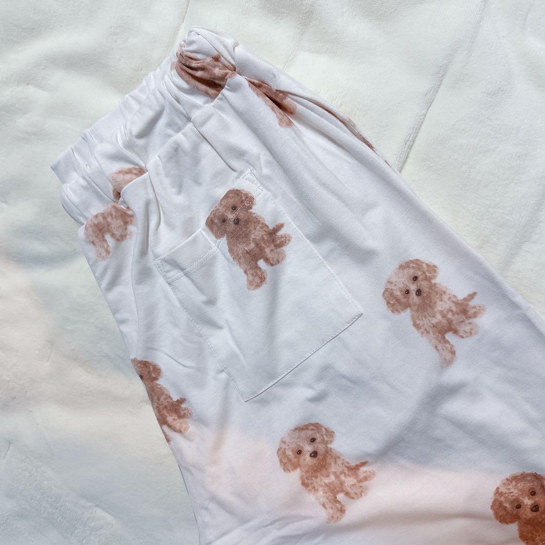 【新品未使用】ジェラートピケ　犬　プードル　ロゴ　半袖Tシャツ&ショートパンツ