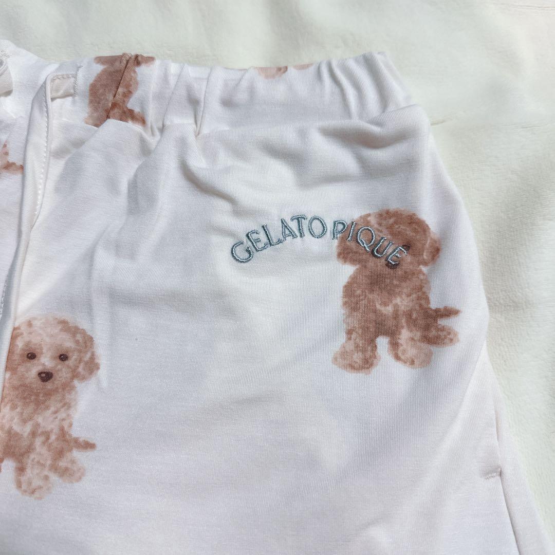 【新品未使用】ジェラートピケ　犬　プードル　ロゴ　半袖Tシャツ&ショートパンツ