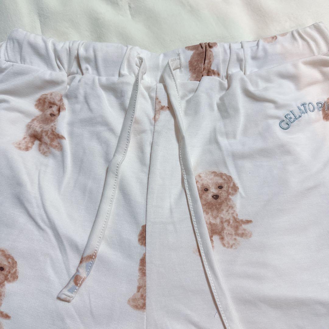 【新品未使用】ジェラートピケ　犬　プードル　ロゴ　半袖Tシャツ&ショートパンツ