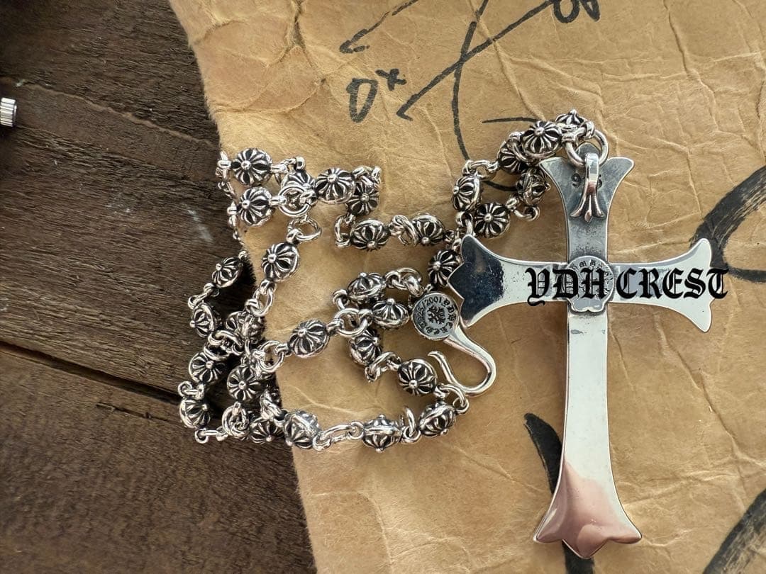 ★RZKN60　シルバーネックレス　ラージクロスデザイン 60cm　刻印有り