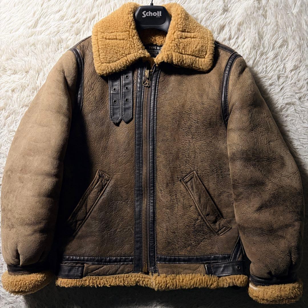 【米国製】schott フライトジャケット　B-3 羊革　ムートン　ボア　34