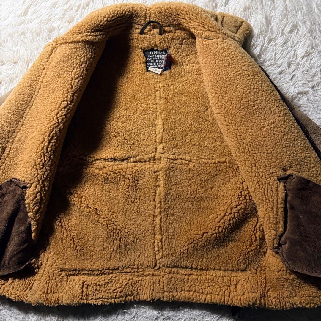 【米国製】schott フライトジャケット　B-3 羊革　ムートン　ボア　34