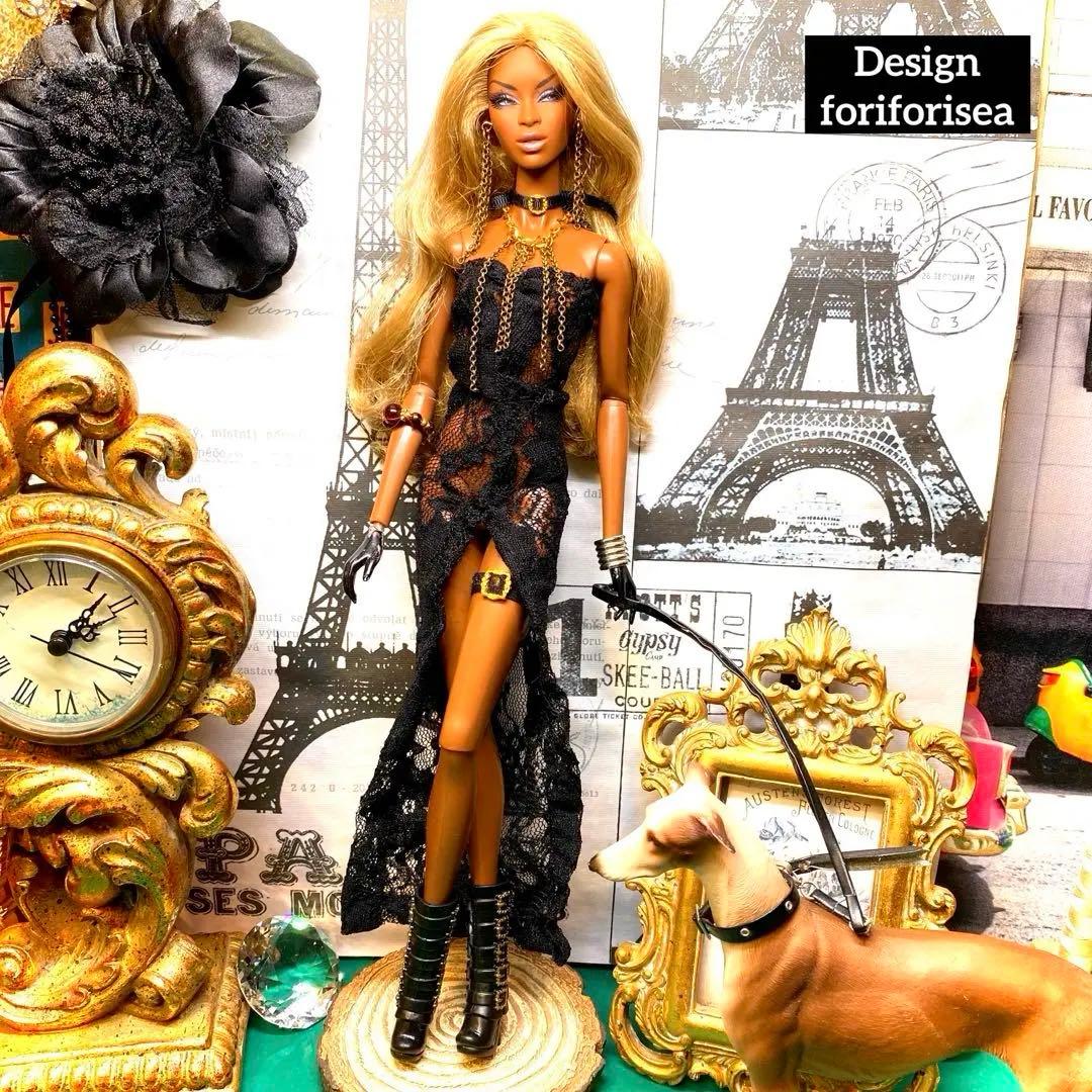 BLACK luxury long dress ★accessories★