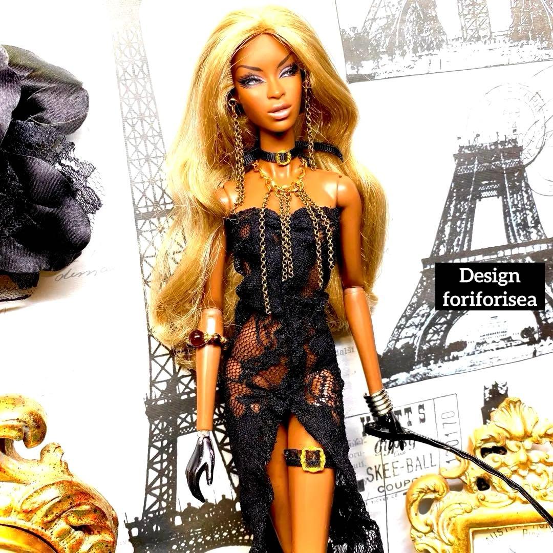 BLACK luxury long dress ★accessories★
