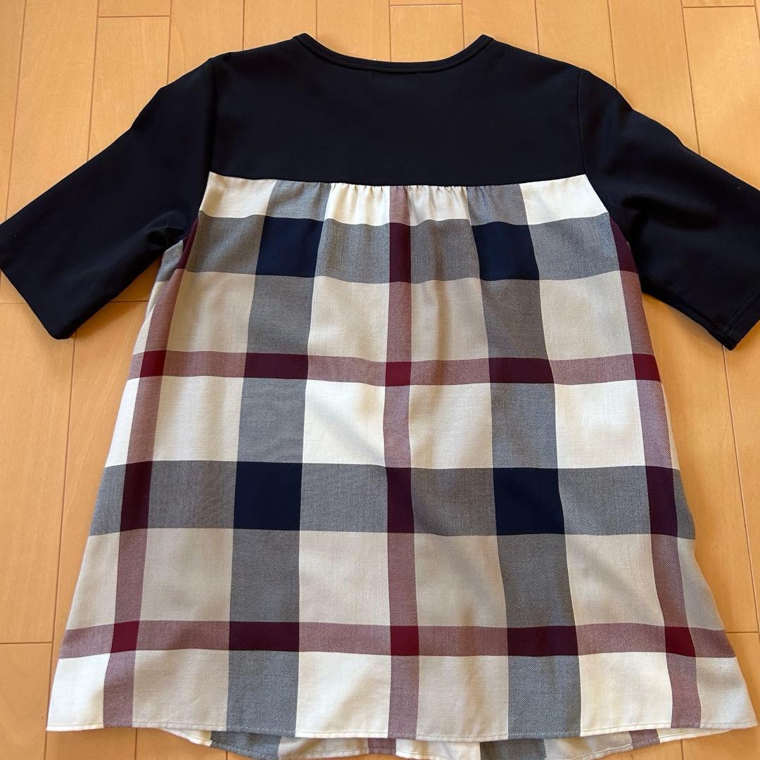ブルーレーベルクレストブリッジ Tシャツ 半袖 チェック柄 ネイビー 38