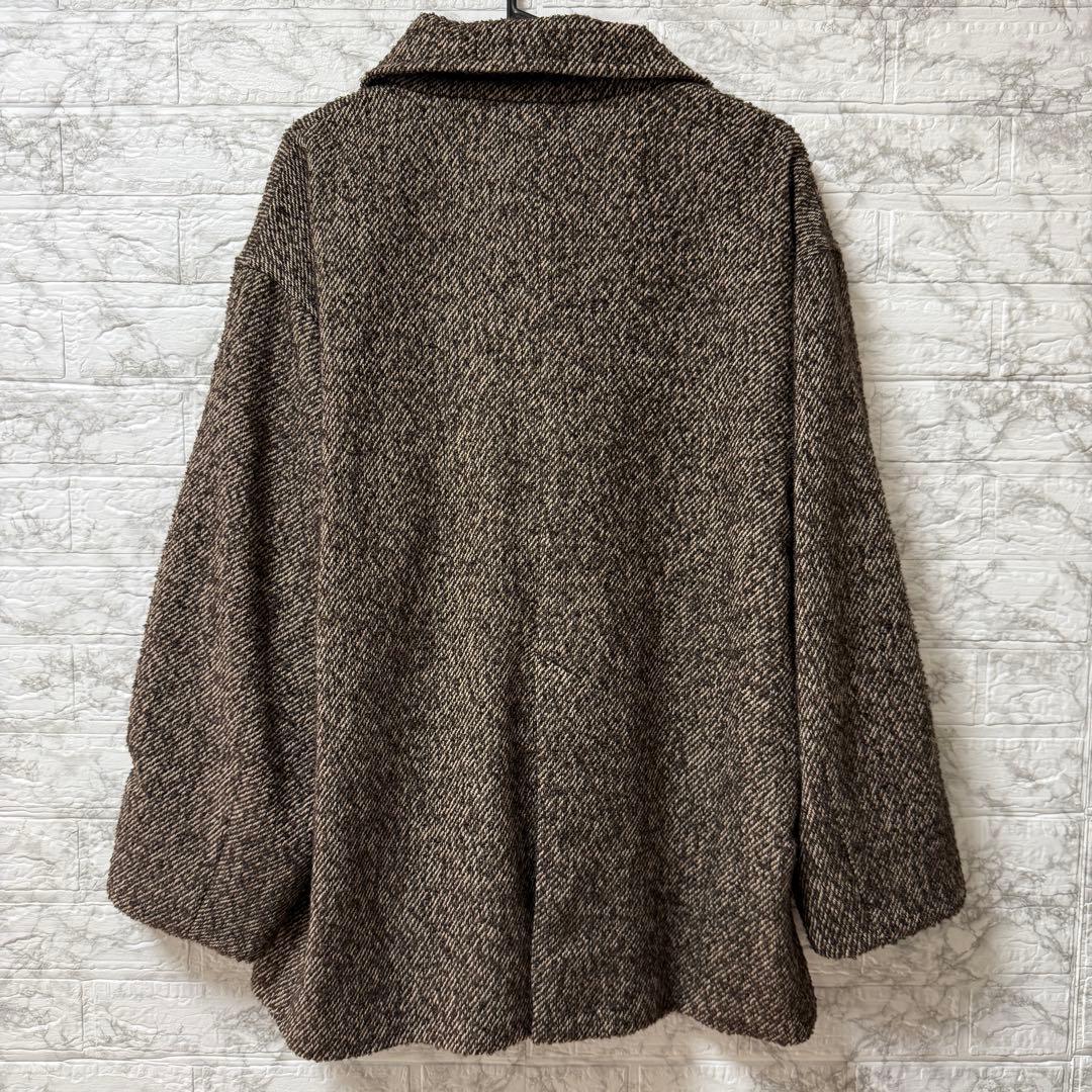 【タグ付き 】アダムエロペ スタンドカラーウールミドルコートF ブラウン