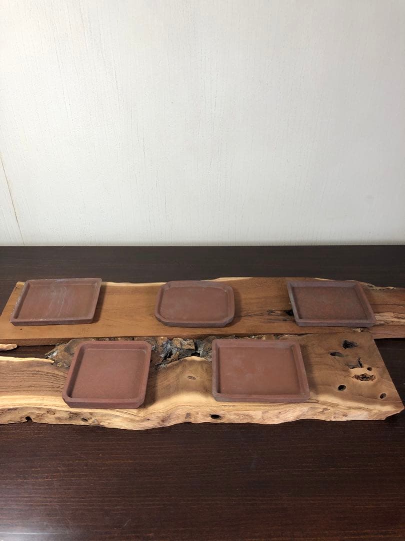 【名品】人気和鉢作家　伊勢周桂　小品盆栽鉢　5個セット　受皿付