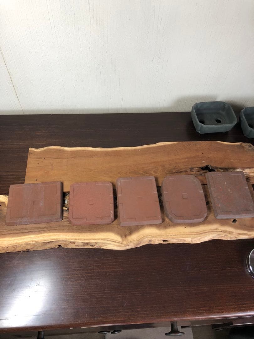 【名品】人気和鉢作家　伊勢周桂　小品盆栽鉢　5個セット　受皿付