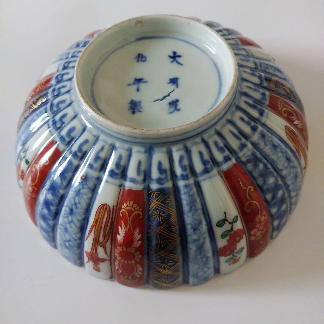 古伊万里 色絵染付 菊割菊花文鉢 大明成化年製 上手 アンティーク