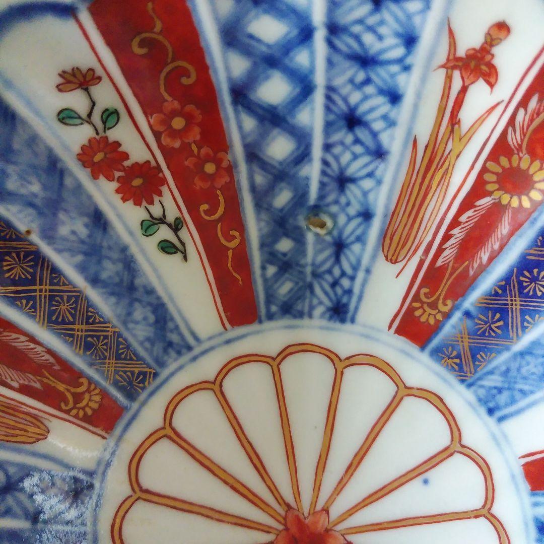 古伊万里 色絵染付 菊割菊花文鉢 大明成化年製 上手 アンティーク